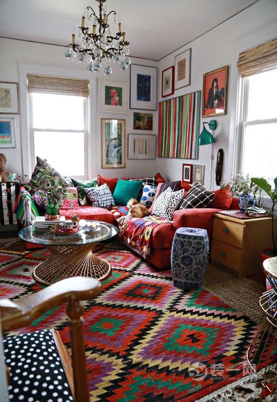 波西米亚风格客厅布置方法 107平三居装修案例鉴赏